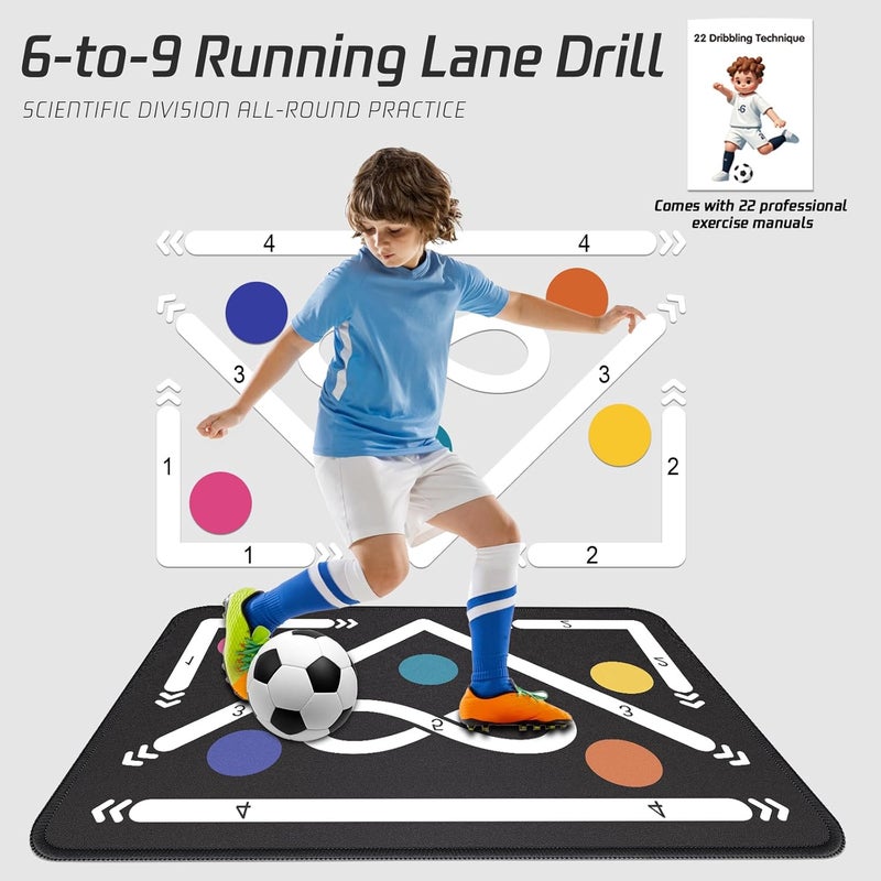 2F22E Soccer Training Mat with Silent Shock Absorption and Non-Slip Base for Footwork Training and Ball Mastery(Belt Version) - Image 2